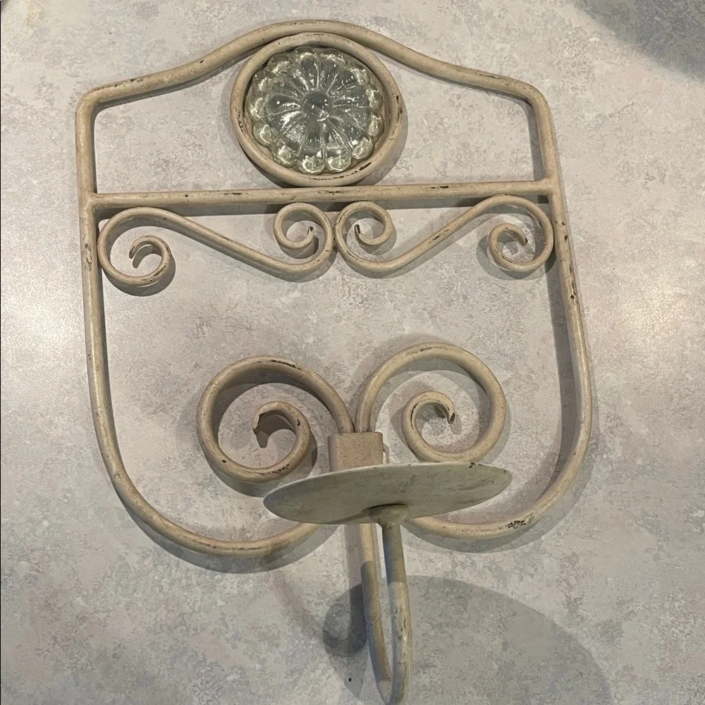 Wrought Iron Wall Sconce with Glass Accent